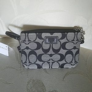 Authentic Signature Black and Gray Coach Wristlet